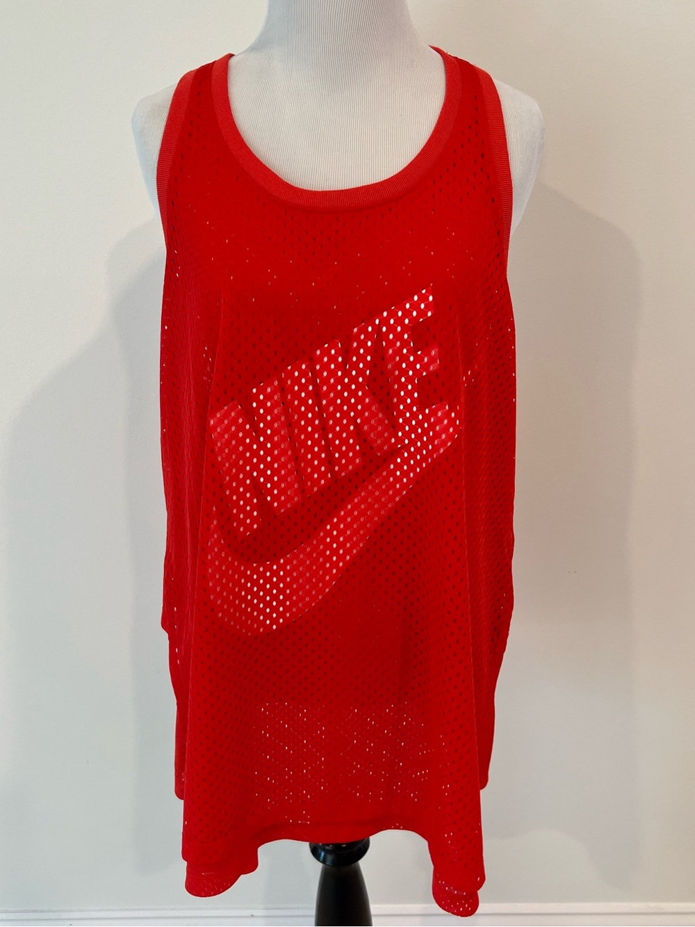 Nike Just Do It Light Crimson Red and White Mesh Overlay Racerback Tank Top XL